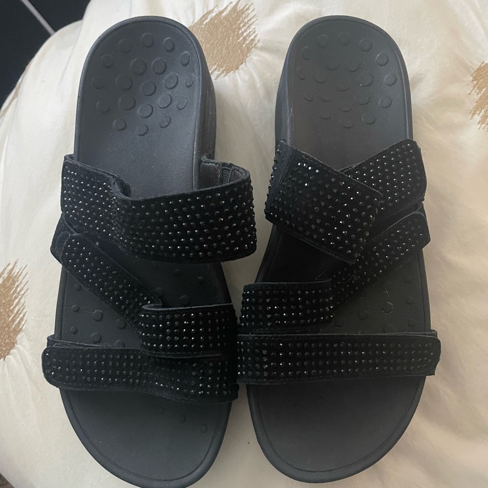 Comfy sandals with jeweled straps